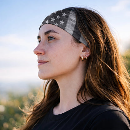 Black White USA Flag Bandana Mask