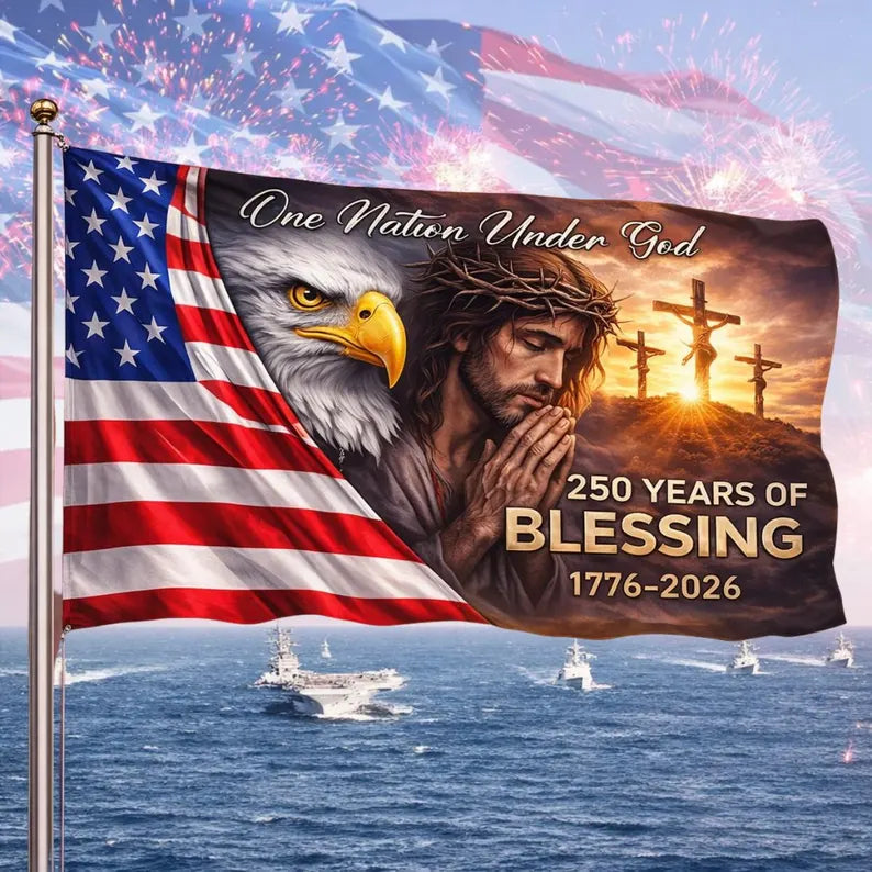 One Nation Under God United States of America 250 Years House Flag