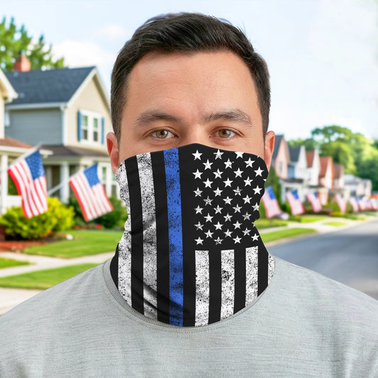 Thin Blue Line Flag Bandana Mask
