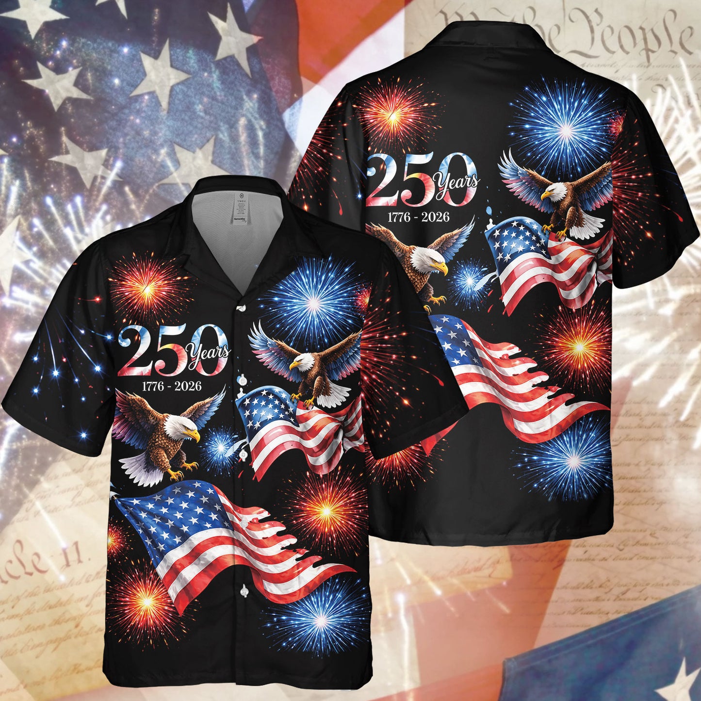 250 Years 1776 - 2026 Patriotic Eagle Hawaiian Shirt