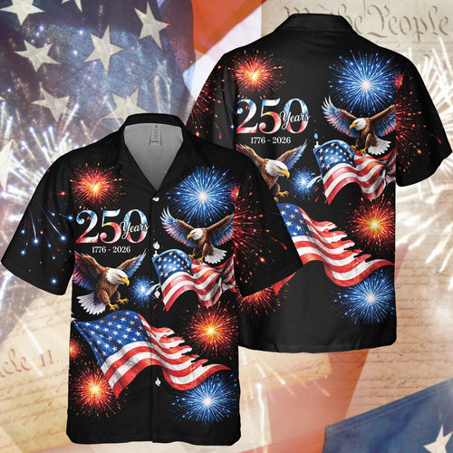 250 Years 1776 - 2026 Patriotic Eagle Hawaiian Shirt