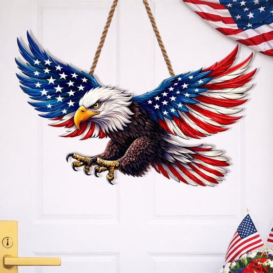 Patriotic Eagle Wings Wood Sign
