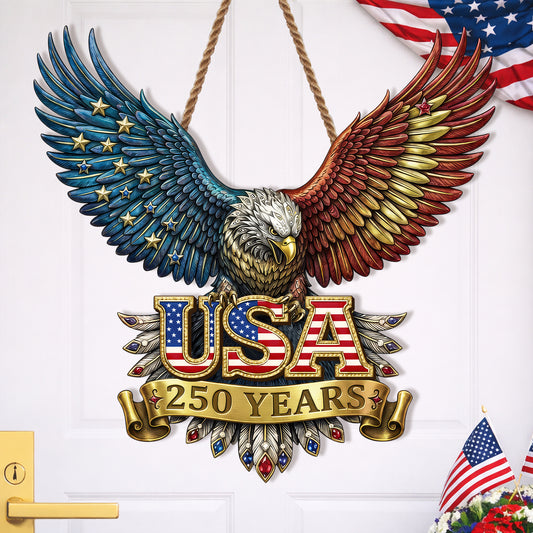 USA 250 Years Eagle Emblem Wood Sign