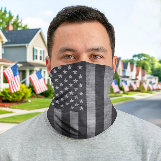 Black White USA Flag Bandana Mask