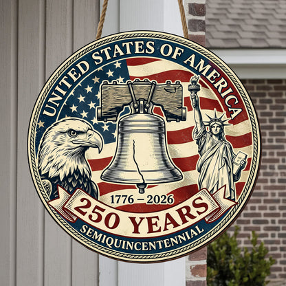 USA 250 Years Semiquincentennial Vintage Wall Sign (1776–2026)