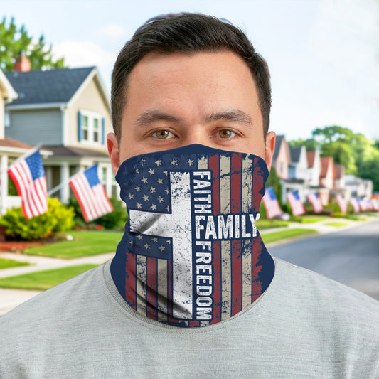 Faith Family Freedom Flag Bandana Mask