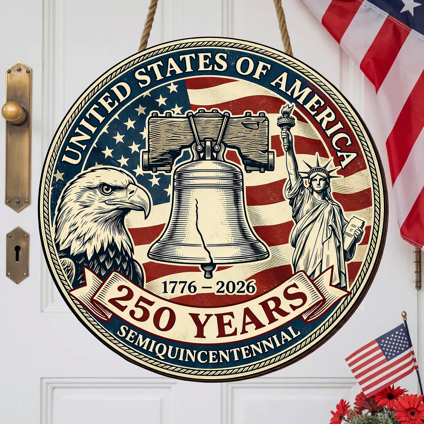 USA 250 Years Semiquincentennial Vintage Wall Sign (1776–2026)