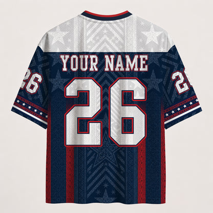 USA Patriotic Football Jersey - Custom Name & Number Patriotic Mesh V-Neck Shirt