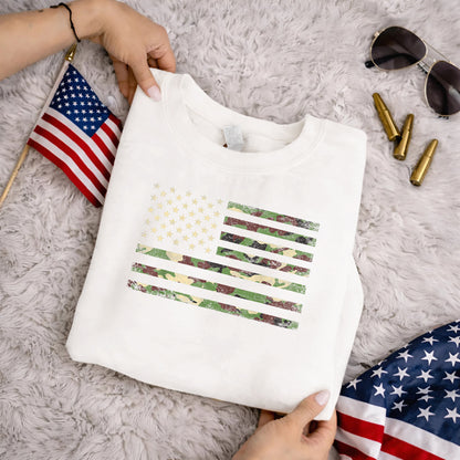 Military Camo Flag – Veteran Legacy – Unisex Tshirt Gildan / Tshirt Comfort / V-neck/ Hoodie / Sweatshirt