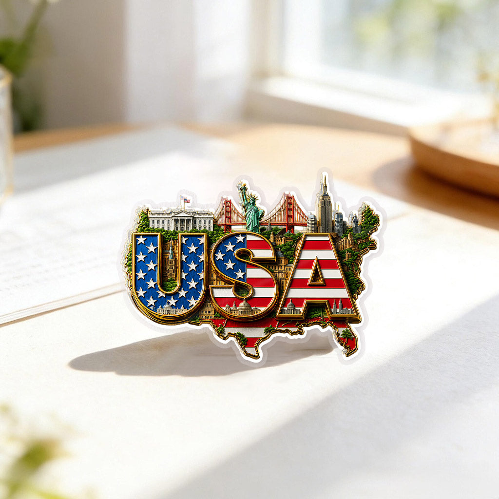 USA Flag Landmark – Bold Patriotic Lapel Accessory for Jackets, Hats & Bags