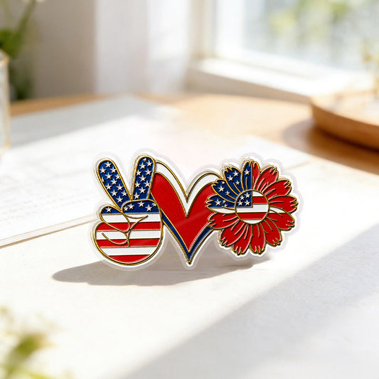 USA Peace Love Freedom – Bold Patriotic Lapel Accessory for Jackets, Hats & Bags