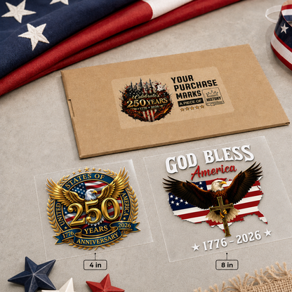 🔥 LIMITED TIME OFFER - God Bless America 250th Anniversary Christian Eagle UV DTF 3D Decal