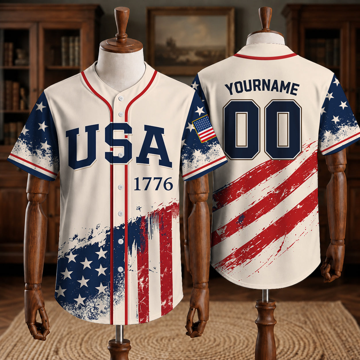 Personalized USA 1776 Baseball Jersey, Custom Name And Number