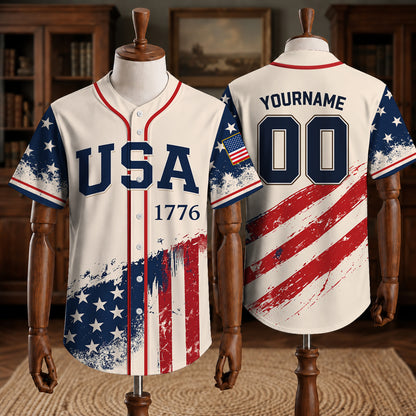 Personalized USA 1776 Baseball Jersey, Custom Name And Number
