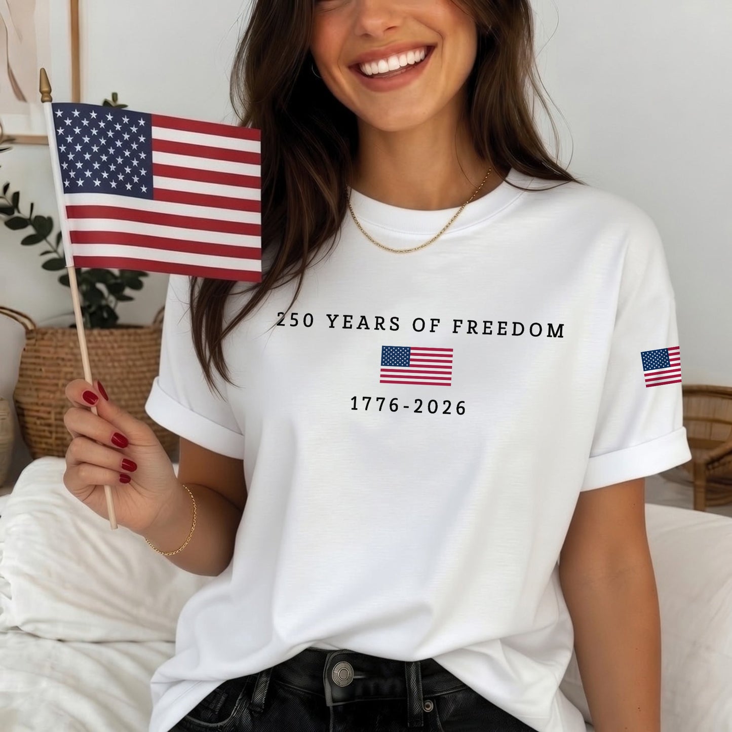 Women's America Flag Print T-shirt