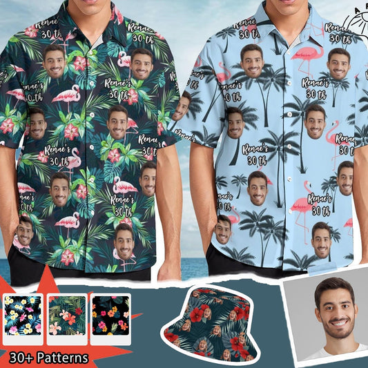 Custom Family Hawaiian Shirt, Personalized Face Aloha Shirt, Beach Vacation Matching Gift