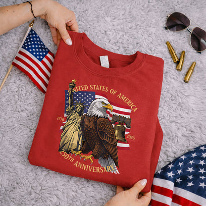 Patriotic Eagle And Liberty Bell – America 250th Anniversary – Unisex Tshirt Gildan / Tshirt Comfort / V-neck/ Hoodie / Sweatshirt
