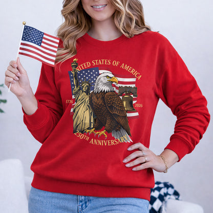 Patriotic Eagle And Liberty Bell – America 250th Anniversary – Unisex Tshirt Gildan / Tshirt Comfort / V-neck/ Hoodie / Sweatshirt