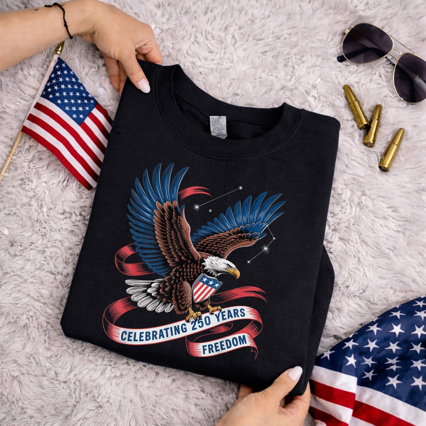American Eagle Starry Shield – America 250th Anniversary – Unisex Tshirt Gildan / Tshirt Comfort / V-neck/ Hoodie / Sweatshirt