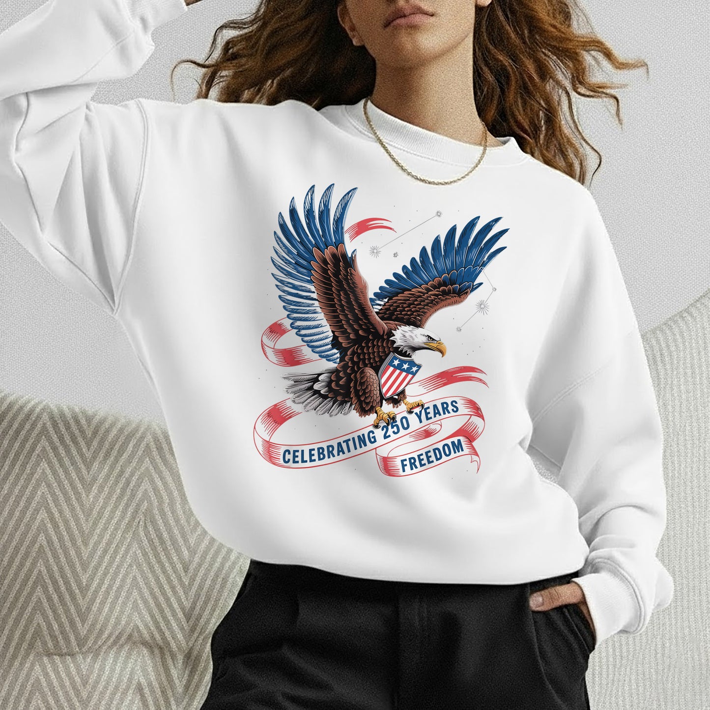 American Eagle Starry Shield – America 250th Anniversary – Unisex Tshirt Gildan / Tshirt Comfort / V-neck/ Hoodie / Sweatshirt