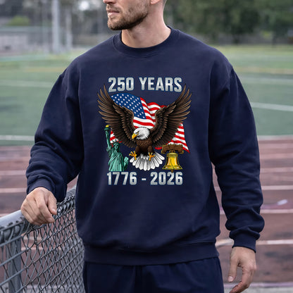 American Spirit Eagle Flag – America 250th Anniversary – Unisex Tshirt Gildan / Tshirt Comfort / V-neck/ Hoodie / Sweatshirt