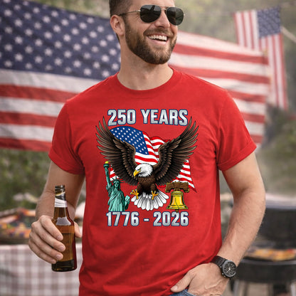 American Spirit Eagle Flag – America 250th Anniversary – Unisex Tshirt Gildan / Tshirt Comfort / V-neck/ Hoodie / Sweatshirt