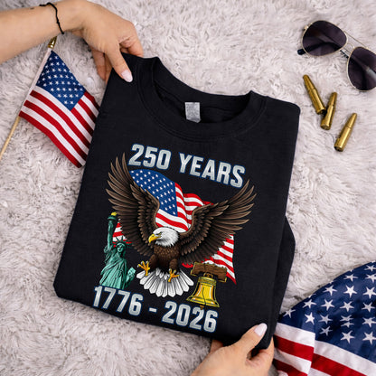 American Spirit Eagle Flag – America 250th Anniversary – Unisex Tshirt Gildan / Tshirt Comfort / V-neck/ Hoodie / Sweatshirt