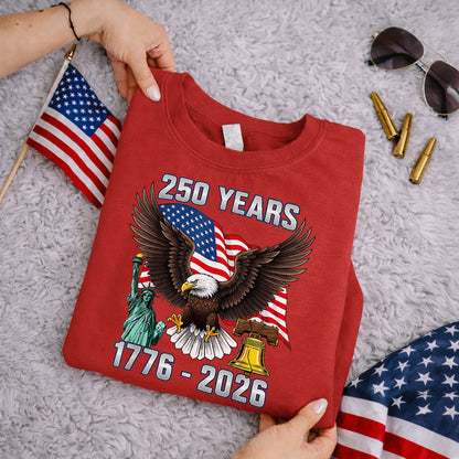 American Spirit Eagle Flag – America 250th Anniversary – Unisex Tshirt Gildan / Tshirt Comfort / V-neck/ Hoodie / Sweatshirt