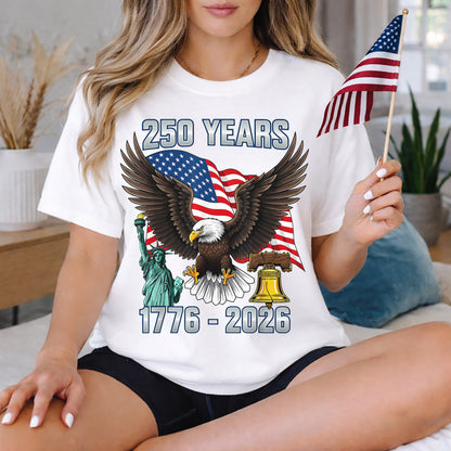 American Spirit Eagle Flag – America 250th Anniversary – Unisex Tshirt Gildan / Tshirt Comfort / V-neck/ Hoodie / Sweatshirt