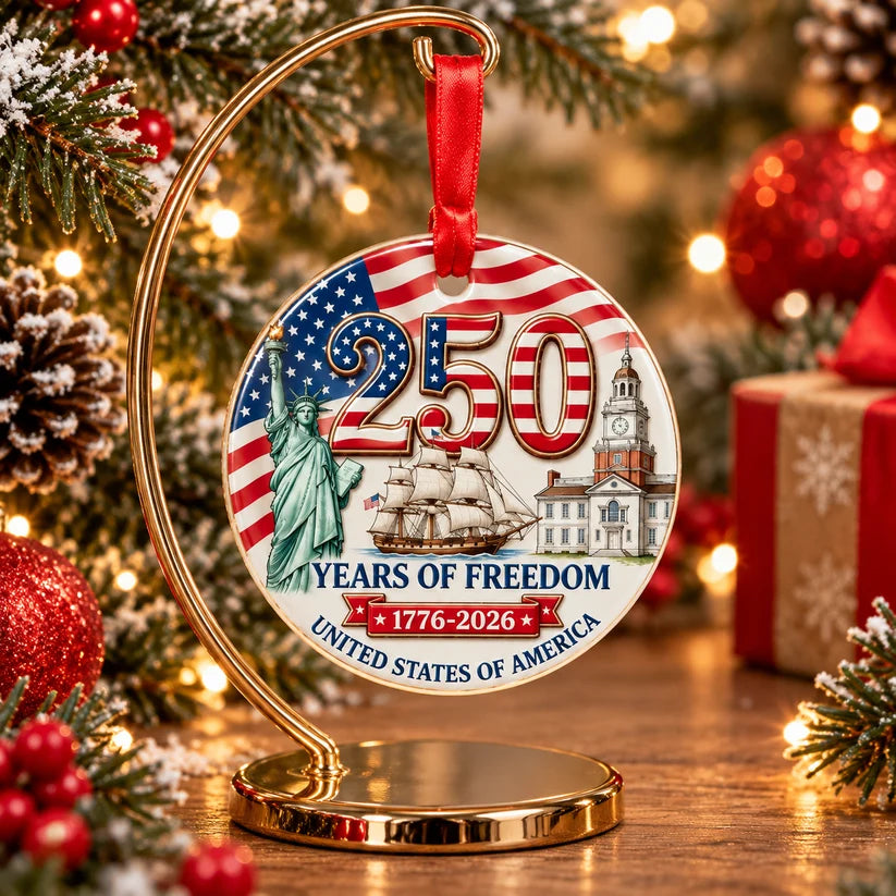 250 Years of Freedom Ornament 2026 - American Flag Christmas Ornament