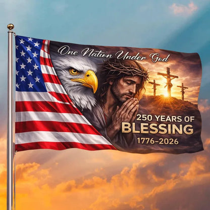 One Nation Under God United States of America 250 Years House Flag
