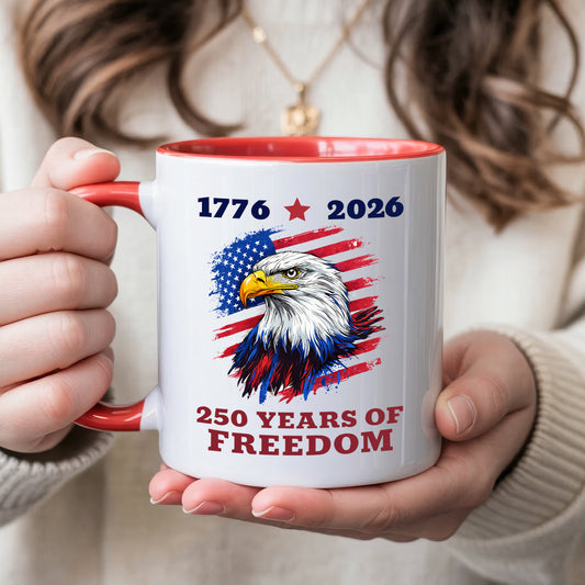 United States 1776–2026 250th Anniversary Bald Eagle Flag Patriotic Accent Coffee Mug