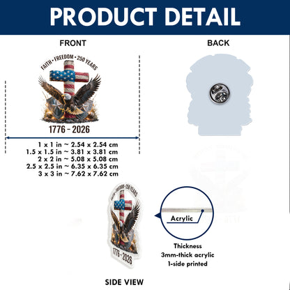 Patriotic Jet Flag 250 Years Acrylic Pin – Dynamic USA Freedom Lapel Accessory for Jackets, Hats & Bags
