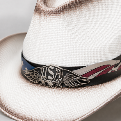 Vintage USA Patriotic Cowboy Fedora Hat, American Flag Wester
