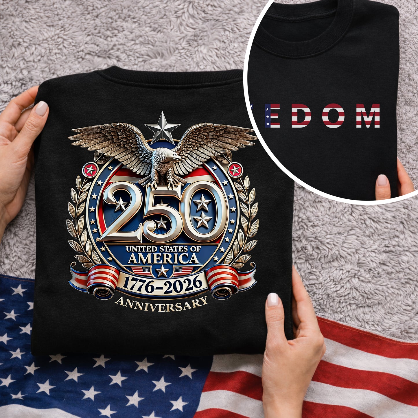 Freedom Patriotic – American 250th Anniversary 1776–2026 – Unisex T-Shirt / Comfort Colors Shirt / V-Neck / Hoodie / Sweatshirt