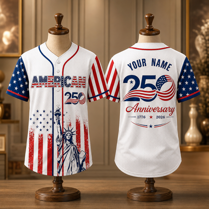 Personalized American 250th Anniversary Baseball Jersey Custom Name