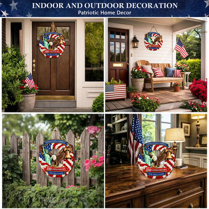 Personalized Freedom & Liberty - 250th Anniversary Floral Wreath Wood Sign