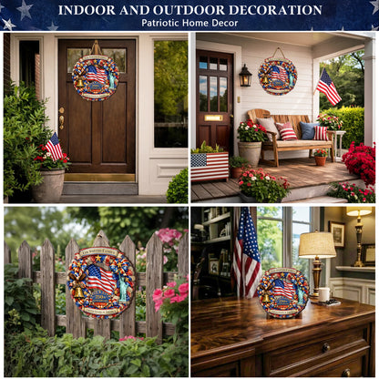Personalized Patriotic 250th Anniversary - Stars and Stripes Wreath" Wood Sign