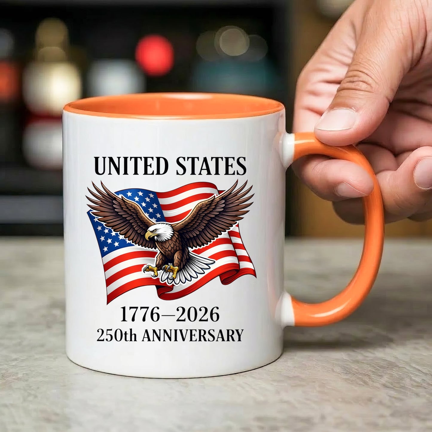 United States 1776–2026 250th Anniversary Bald Eagle Flag Patriotic Accent Coffee Mug