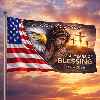 One Nation Under God United States of America 250 Years House Flag