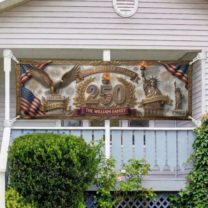 Personalized Banner - USA Semiquincentennial Decor Faux Pattern