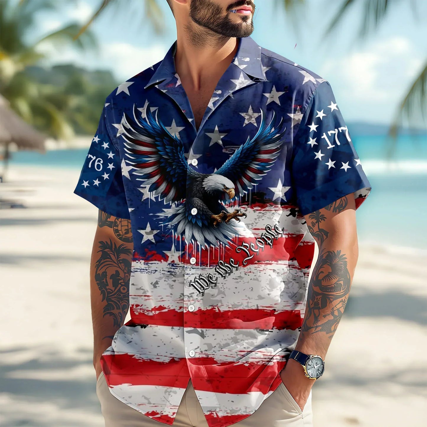Patriotic 250th Anniversary USA 1776–2026 Hawaiian Shirt