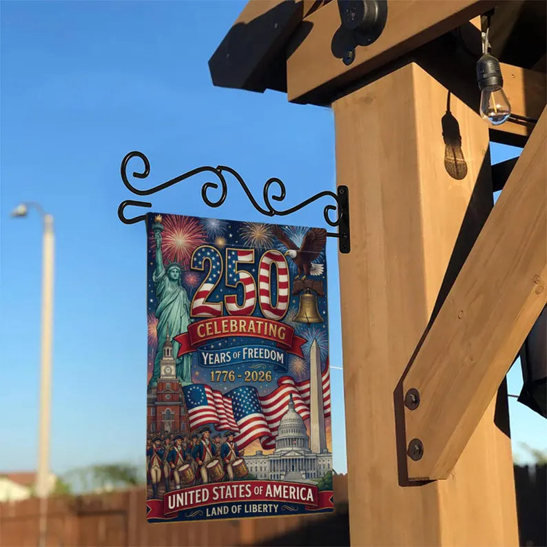 America 250 Years Celebration Garden Flag – Patriotic Freedom Anniversary Decor