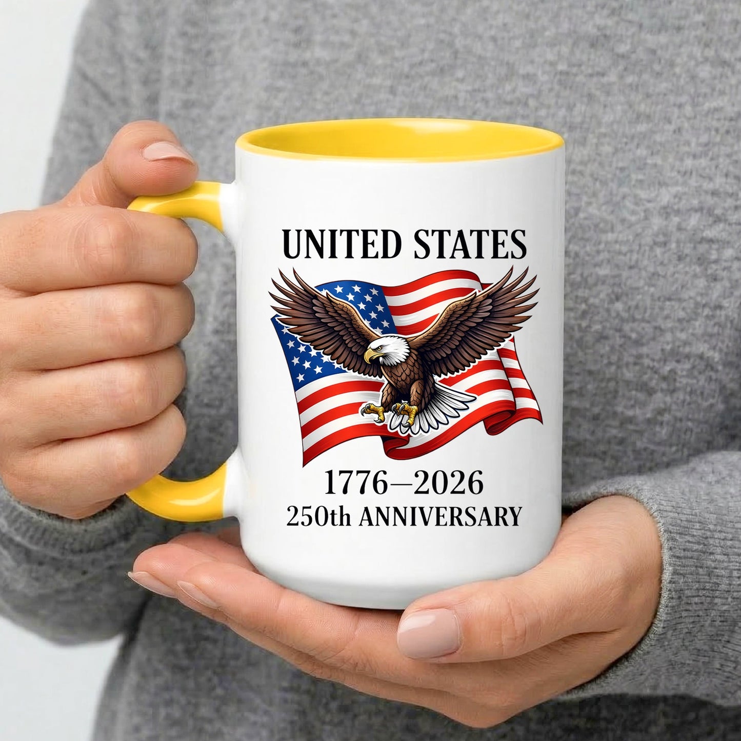 United States 1776–2026 250th Anniversary Bald Eagle Flag Patriotic Accent Coffee Mug