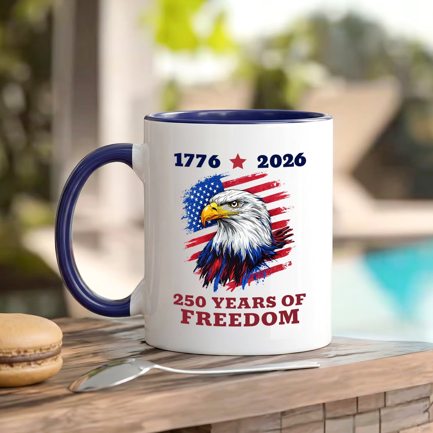 United States 1776–2026 250th Anniversary Bald Eagle Flag Patriotic Accent Coffee Mug