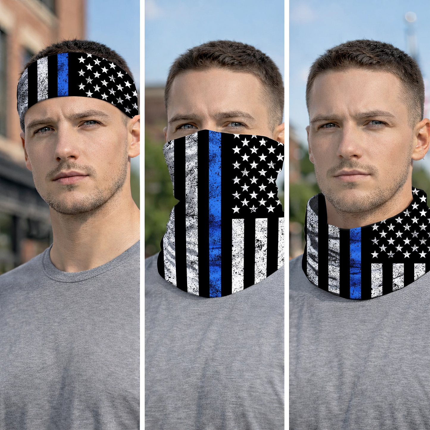 Thin Blue Line Flag Bandana Mask
