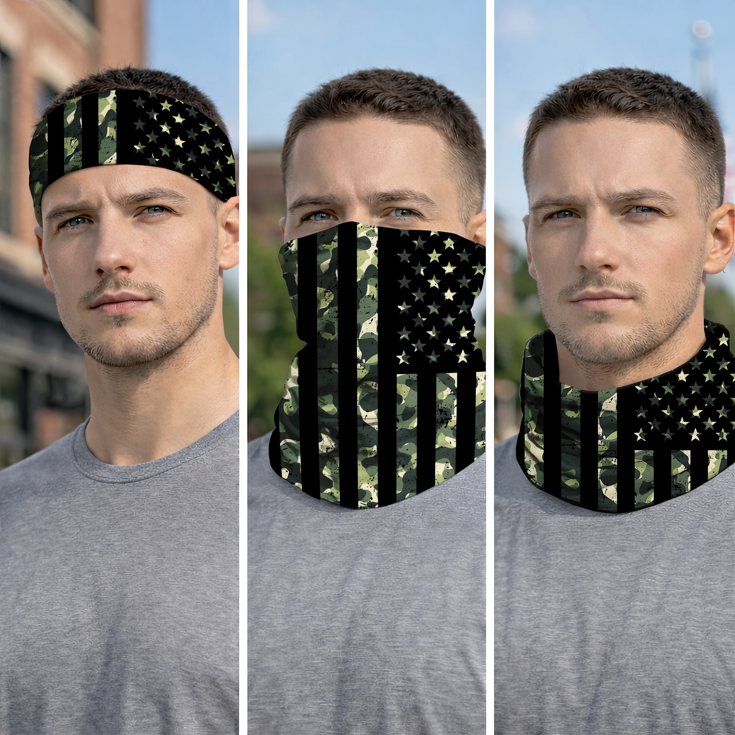 Camo Black Flag Bandana Mask