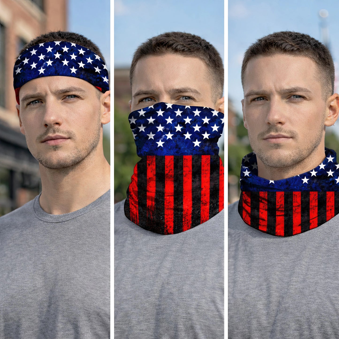 Blue Red USA Flag Bandana Mask Bandana Mask