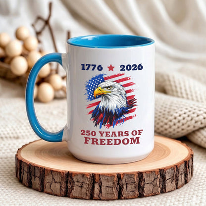 United States 1776–2026 250th Anniversary Bald Eagle Flag Patriotic Accent Coffee Mug