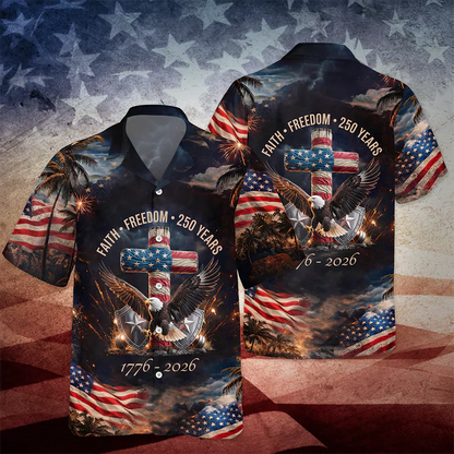 250 Years of Freedom 1776 - 2026 Eagle Patriotic Hawaiian Shirt